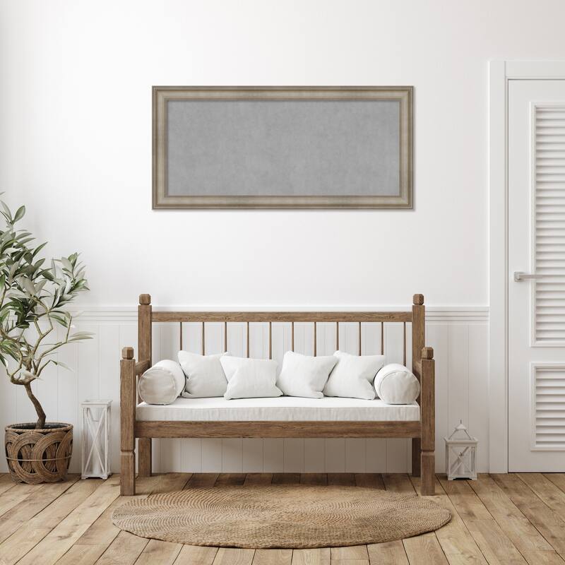 Amanti Art Mezzanine Antique Silver Narrow Framed Magnetic Board