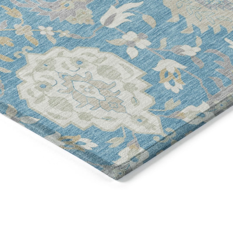 HomeRoots Damask Traditional Rectangle Outdoor Rug