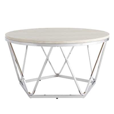 33" Round Coffee Table with Metal Base and Manufactured Wood Top - 33” x 33” x 17.75”