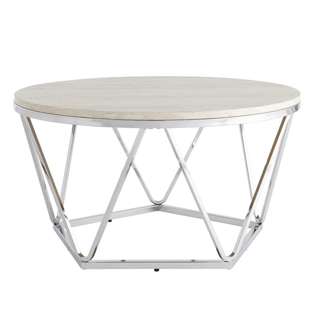 33" Round Coffee Table with Metal Base and Manufactured Wood Top - 33” x 33” x 17.75”