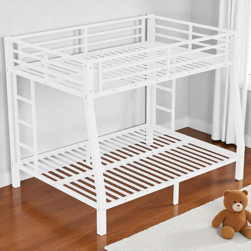 Metal Full XL over Queen Bunk Bed for Teens and Adults, Heavy-Duty Frame with Ladder, Noise-Free & Space-Saving Design