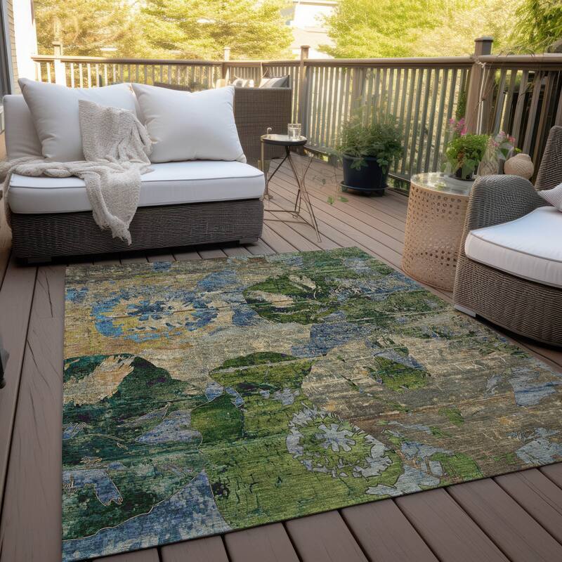 Hato Lush Floral Weather Resistant Versatile Elegance Runner Outdoor Rug