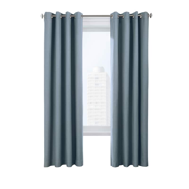 ThermaPlus Ventura Total Blackout Foamback Grommet Curtain Panel Pair - 52" x 63" - Blue