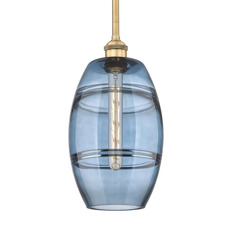 Innovations Lighting 616-1S 9 8 Vaz Pendant Vaz 8" Wide Mini Pendant - Brushed Brass / Princess Blue