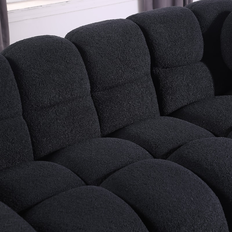 64.96 length ,35.83" deepth ,human body structure for USA people, marshmallow sofa,boucle sofa ,2 seater, BEIGE BOUCLE