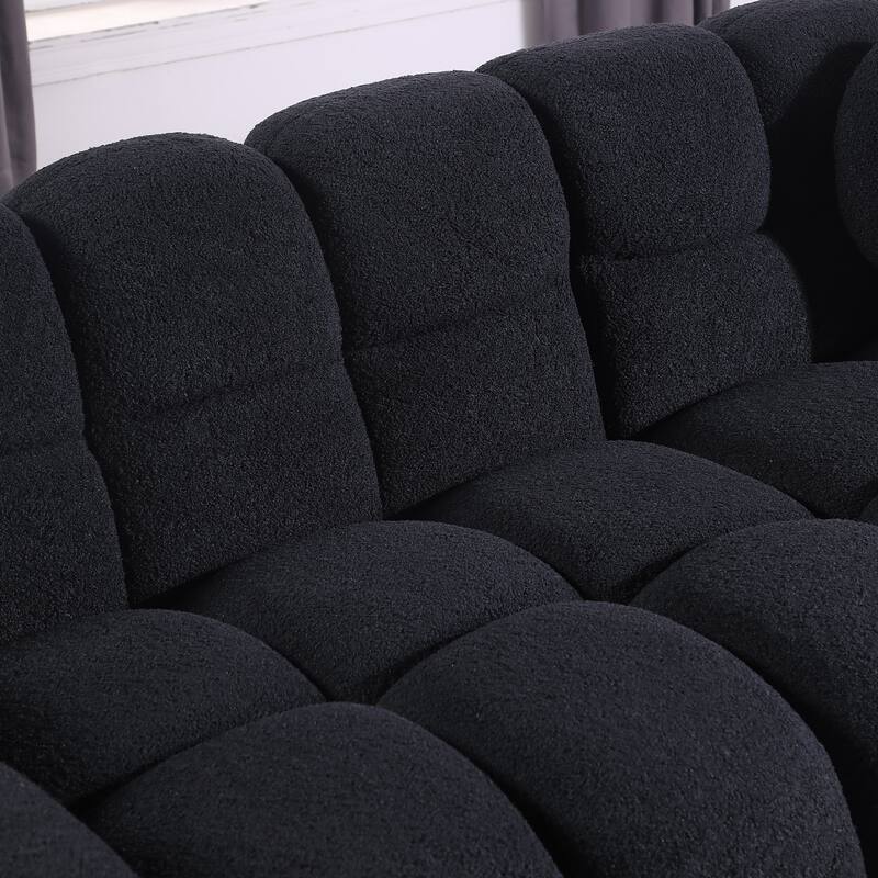 Modern 3-Seat Boucle Sofa with Clean Lines and Plush Cushions