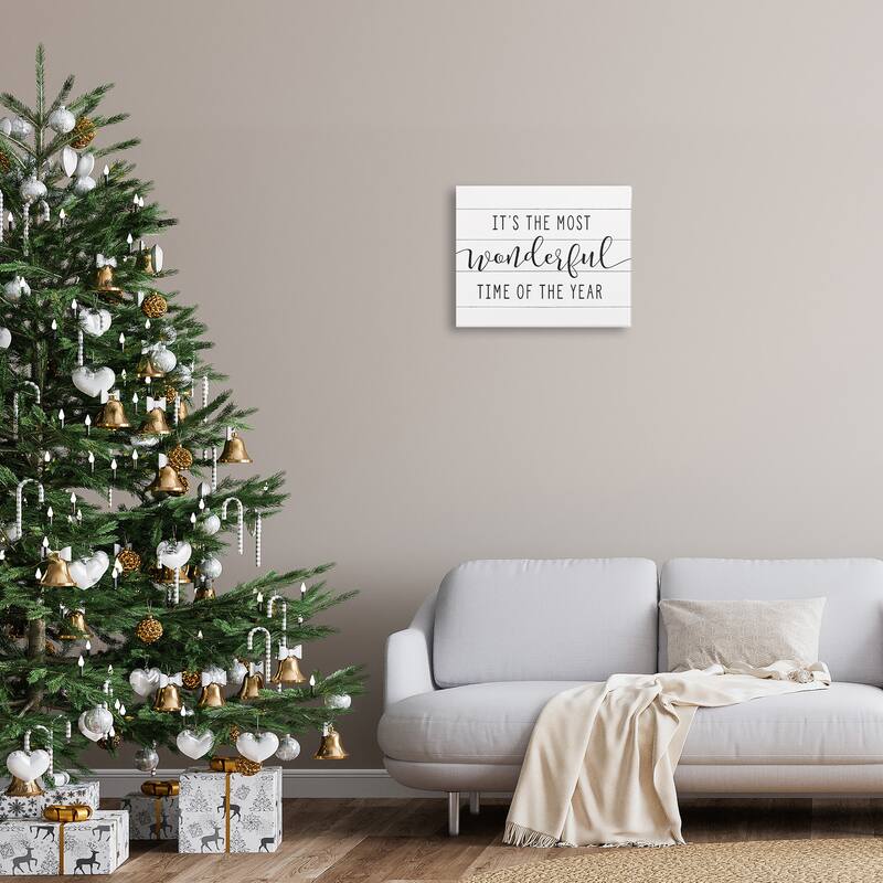 Stupell Holiday Most Wonderful Time Of The Year Canvas Wall Art, 16 x 20, Proudly Made in USA