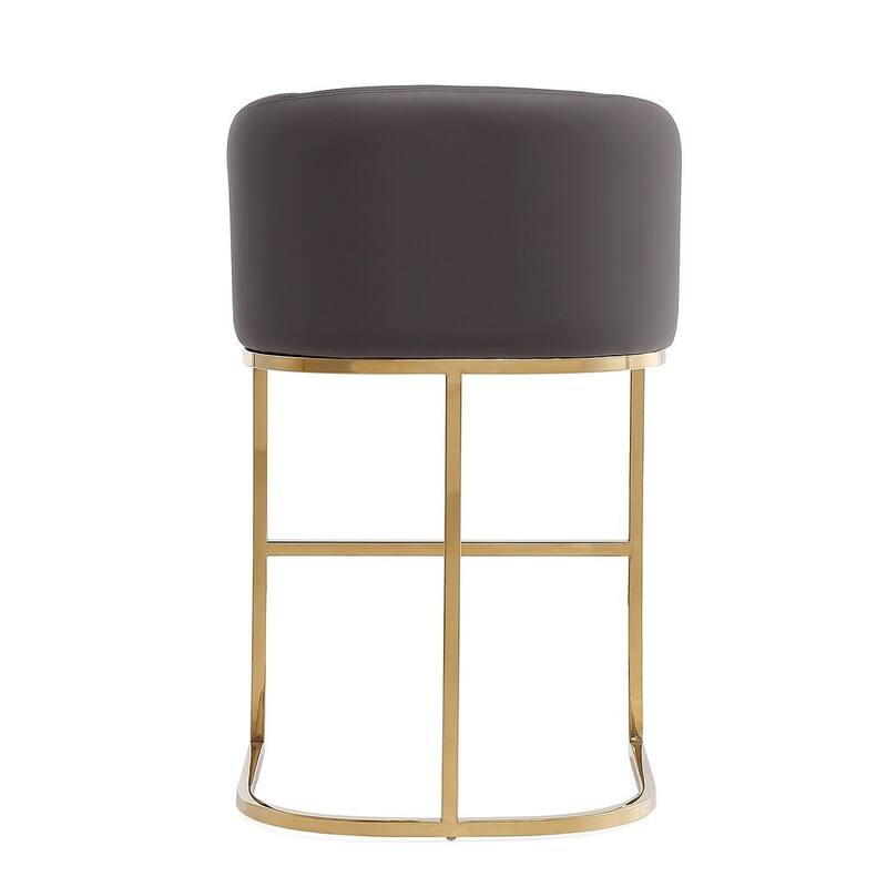 Manhattan Comfort Louvre 36 in. Titanium Gold Stainless Steel Counter Height Bar Stool (Set of 2)