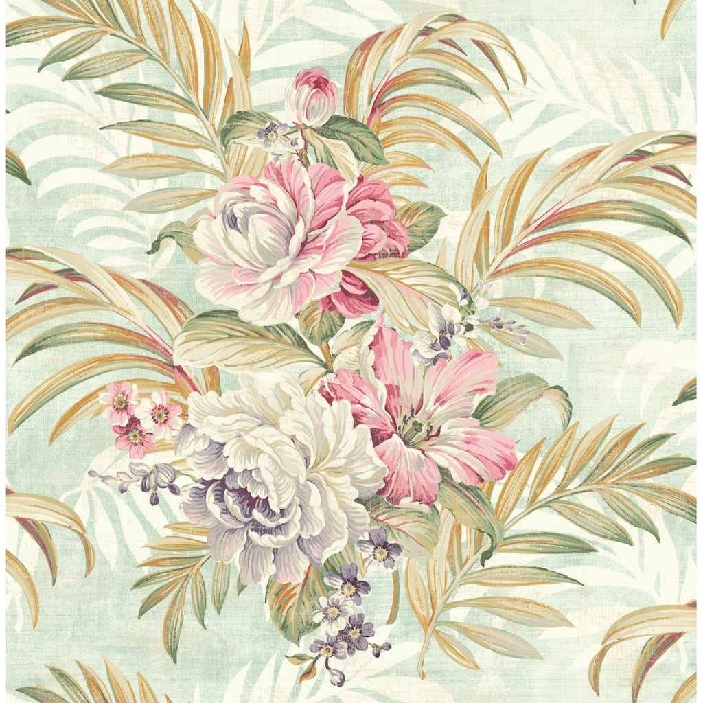 Seabrook Designs Lucia Tropical Floral Bouquet Unpasted Wallpaper