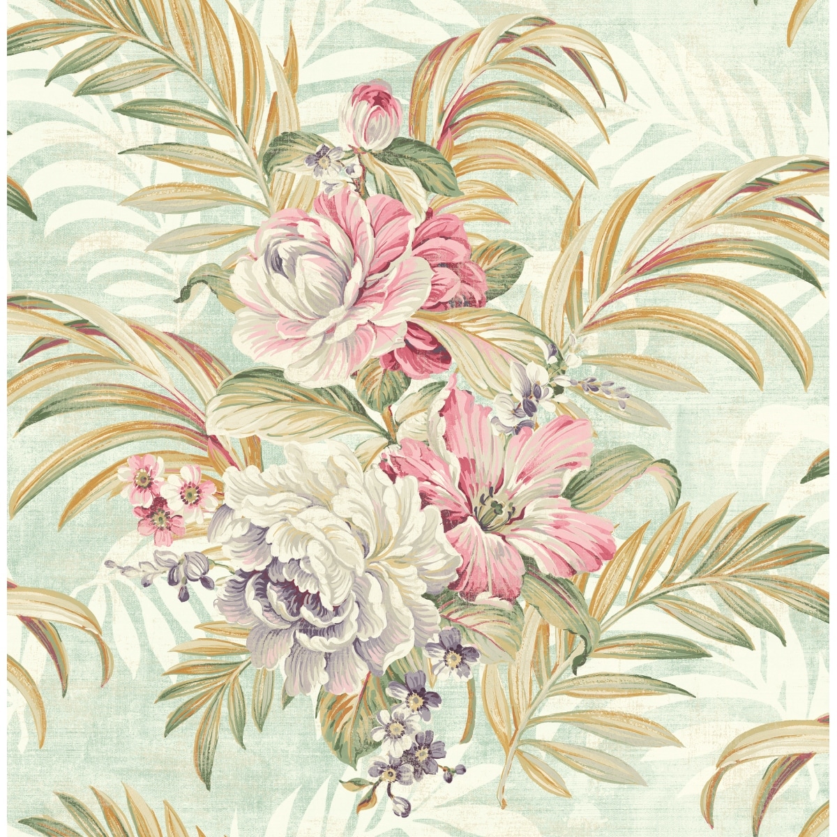 Seabrook Designs Lucia Tropical Floral Bouquet Unpasted Wallpaper