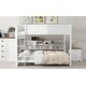 preview thumbnail 5 of 13, Queen Over Queen Bunk Bed with Storage Cabinets and USB Ports, White