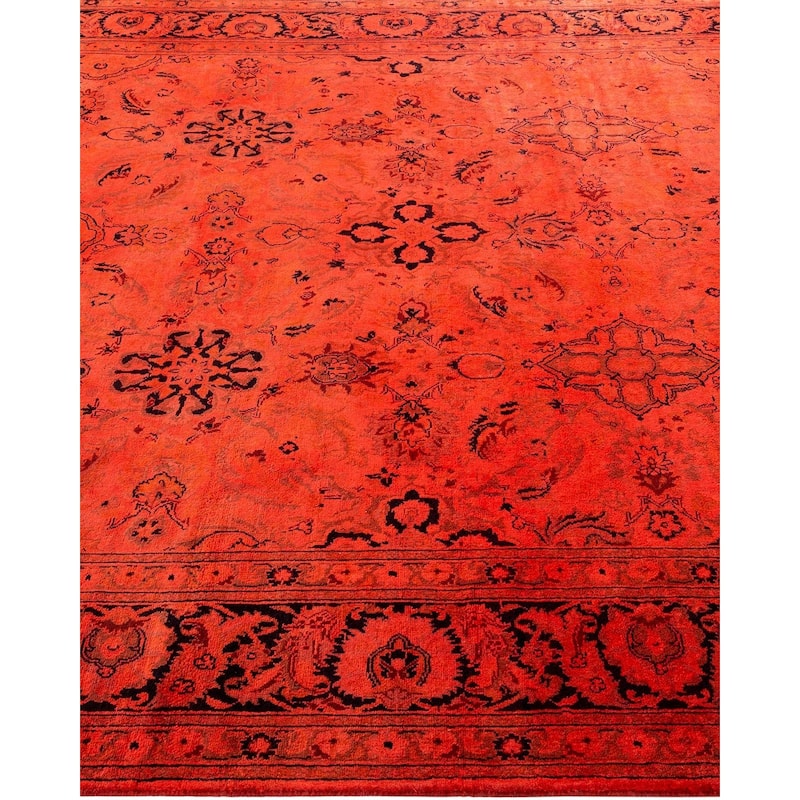 Overton Hand Knotted Wool Vintage Inspired Modern Contemporary Overdyed Red Area Rug - 6' 1" x 9' 4"