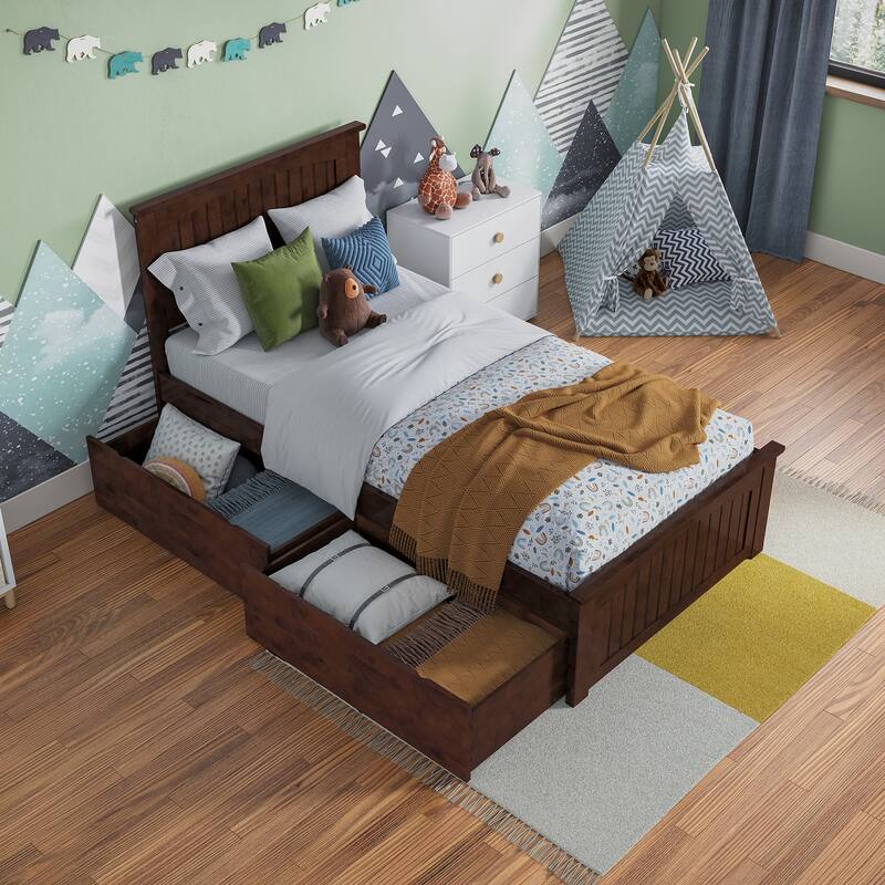 AFI Nantucket Platform Bed with Matching Footboard & Storage Drawers