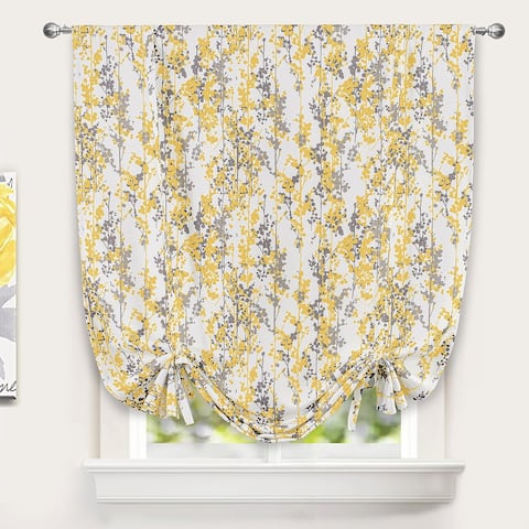 DriftAway Leah Abstract Floral Blossom Ink Painting Pattern Tie Up Curtain