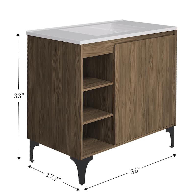 36-Inch MDF Bathroom Vanity with Sink – Functional Design for Everyday Use