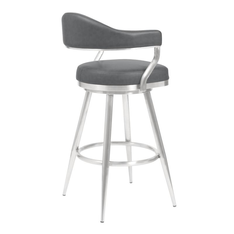 Justin Upholstered Bar or Counter Height Chair Swivel Barstool with Arms