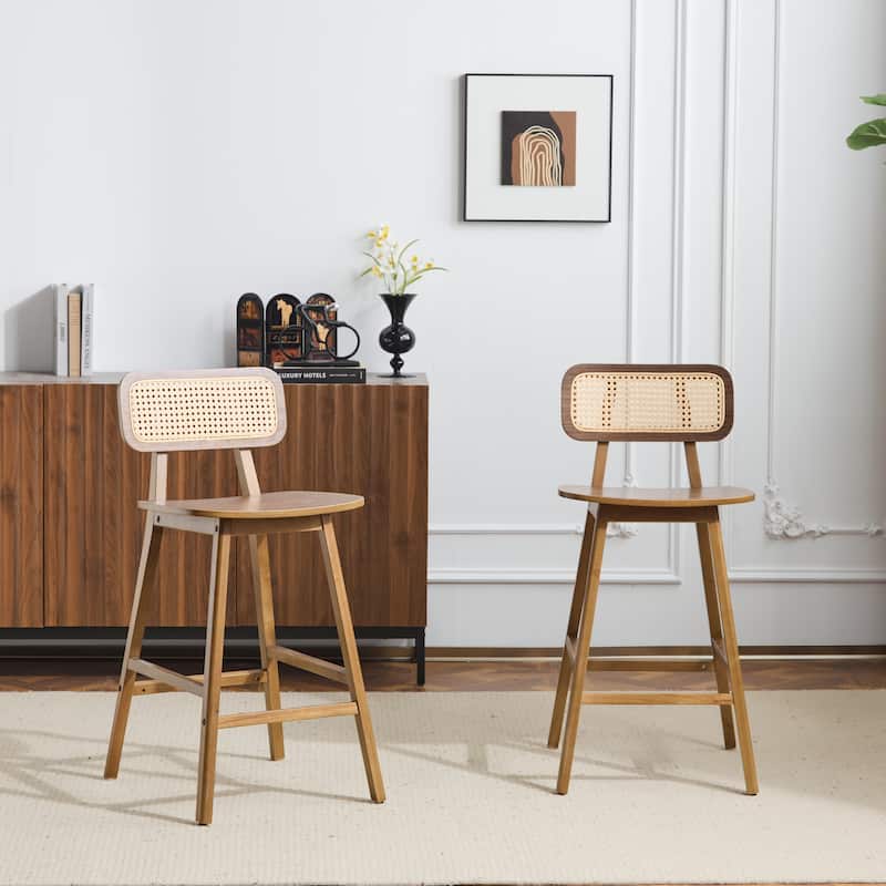 Wood Barstool Side Chair Set of 2