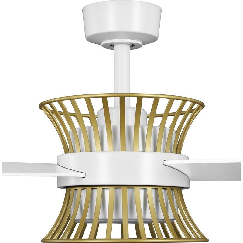 Bisbee Collection 55-in Three-Blade Matte White Global Ceiling Fan with Brushed Gold Accent - 55.3125 in x 55.3125 in x 14.75 in