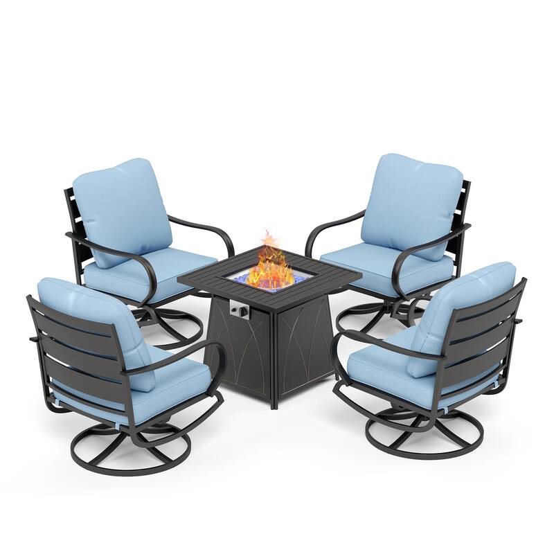 MAISON ARTS Patio Conversation Set 5 Pieces with 28'' Gas Fire Pit Table