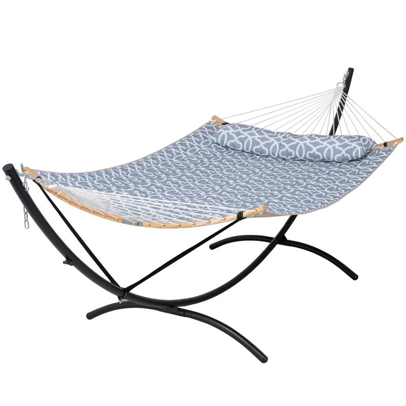 Portable Freestanding Hammock with Curved Stand for Outside - Gray