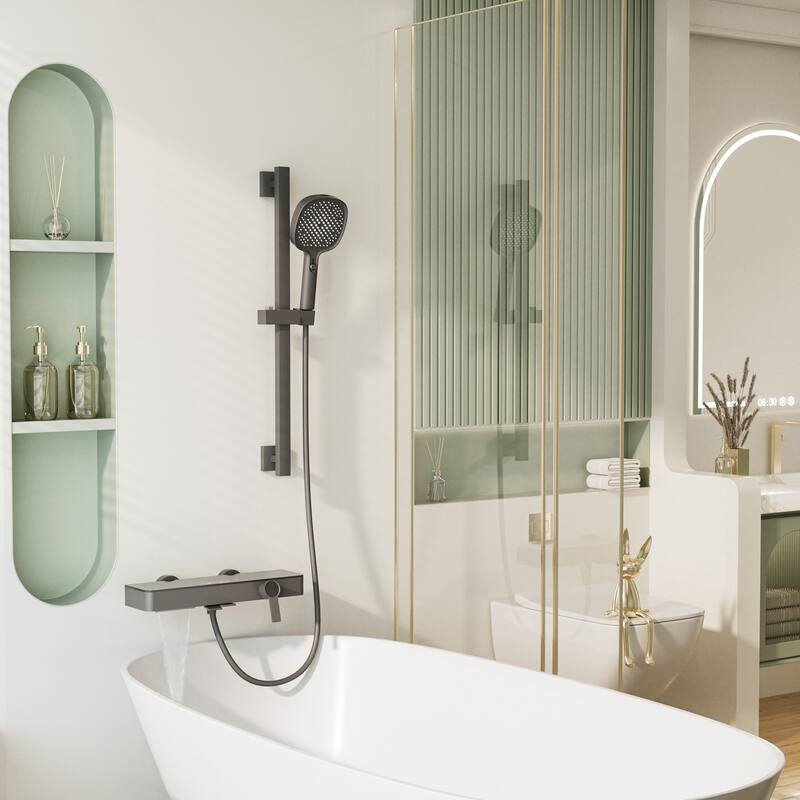 Modland Bathtub Faucet 2-Function Shower System with 3 Modes Handheld Shower,Height Adjustable Shower Slide Bar