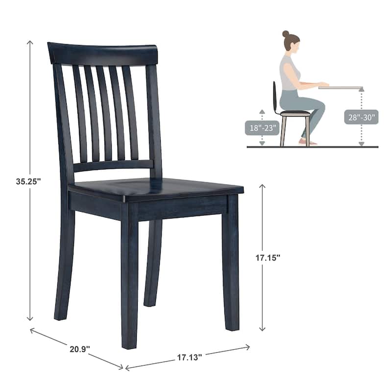 Wilmington II 48-Inch Rectangular Antique Dark Denim 5-Piece Dining Set by iNSPIRE Q Classic