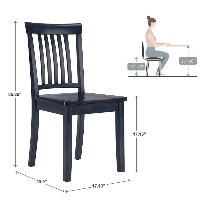 Wilmington II Round Pedestal Base Antique Dark Denim 5-Piece Dining Set by iNSPIRE Q Classic