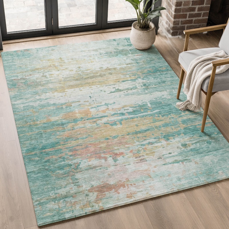 Premium Washable Super Soft Abstract Ombre Mayfield Rug - Teal - 3' x 5'