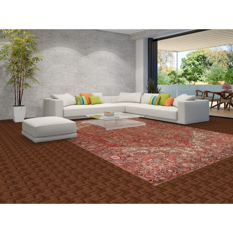 Medallion Heriz Persian Vintage Rug Handmade Traditional Wool Carpet - 9'4"x 13'2"