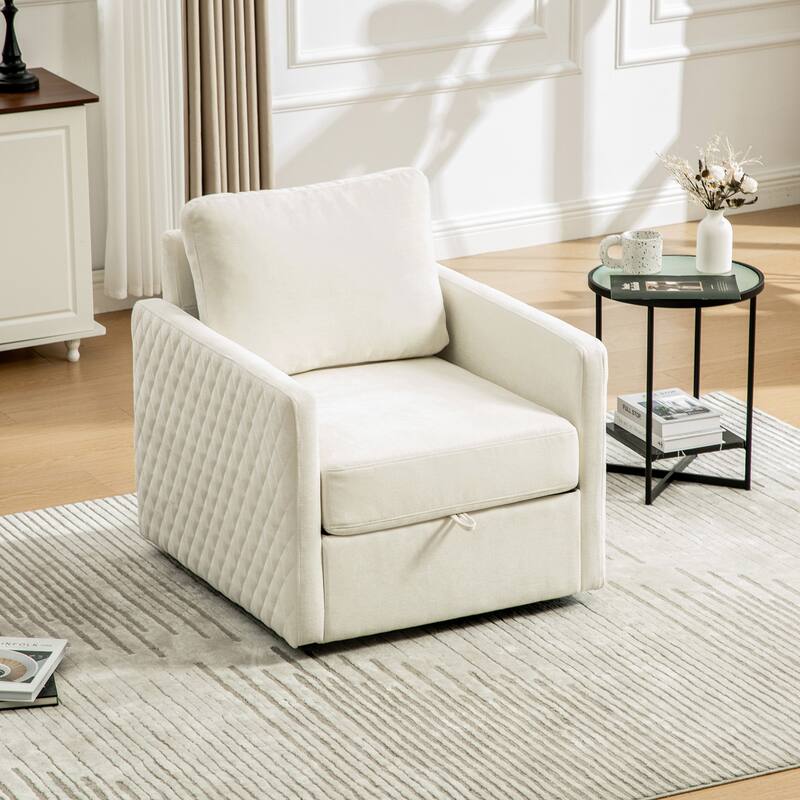 Swivel Accent Chair, Comfy Reading Chairs, Accent Single Armchair Upholstered Sofa Tufted Accent Square Club Chair