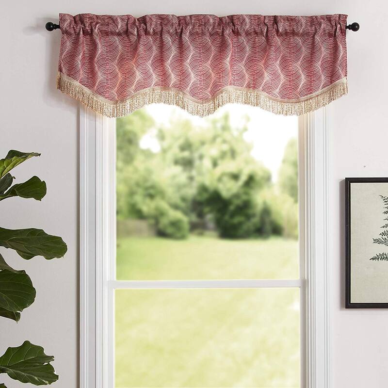 Violet Linen Circular Full Concentric Rings Spiral, 60" x 15", Straight, Rod Pocket Curtain Valance