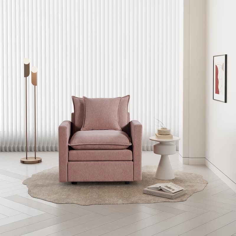 Chenille Fabric Comfy Deep Single Seat Sofa Upholstered Reading Armchair Living Room