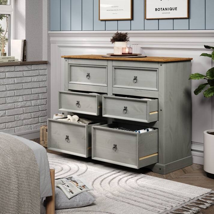Wood Dresser 3+3 Drawers Chest Corona | Furniture Dash