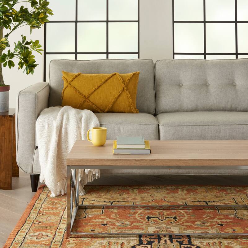 Mina Victory Distressed Diamond Boho Throw Pillow