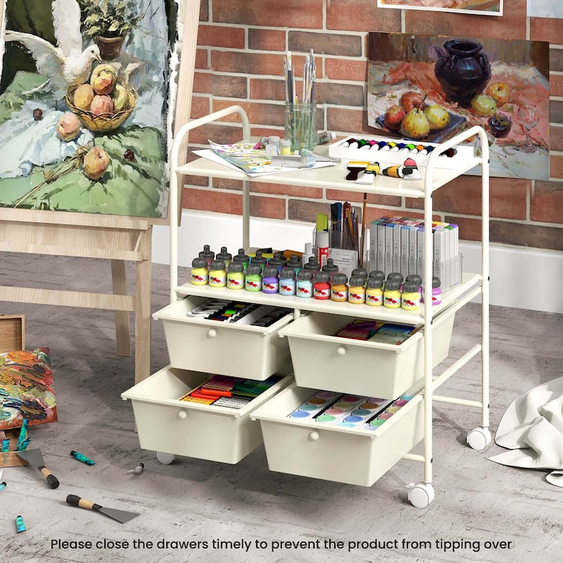 Costway 4Drawer Rolling Storage Cart shelf Scrapbook Paper Office - See Details