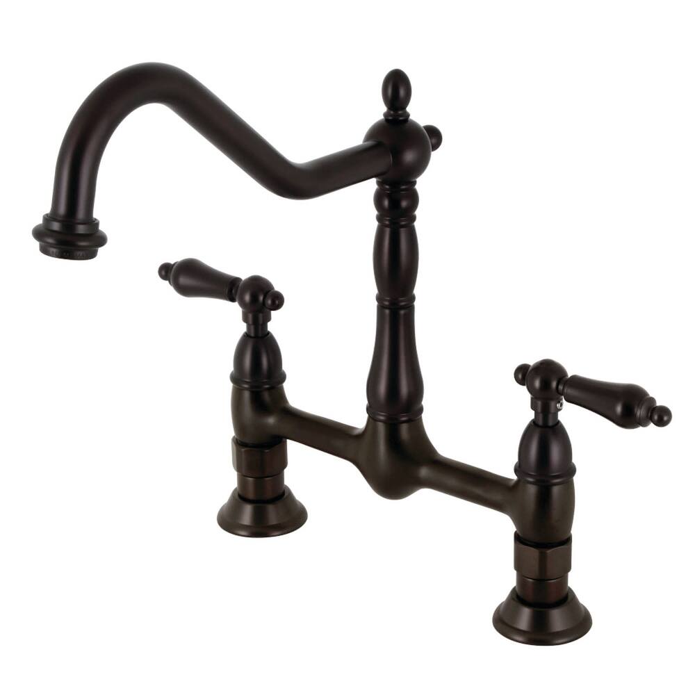 Kingston Brass Heritage Bridge Kitchen Faucet with Metal Lever Handles