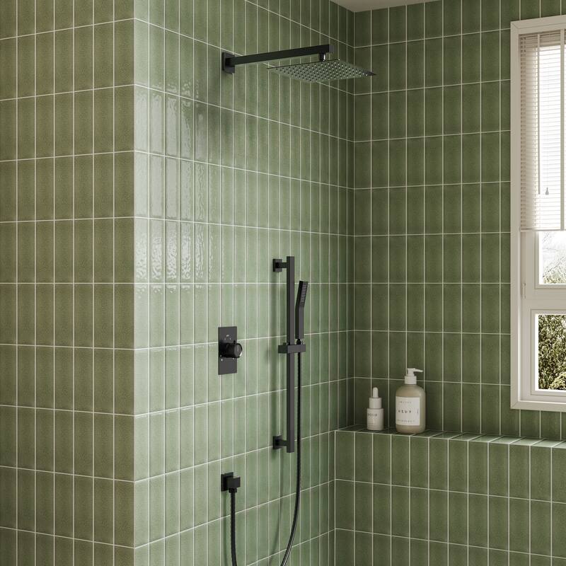 Slide Bar High-Pressure Balancing Shower System 10" Rainfall Shower Head with Handheld Shower