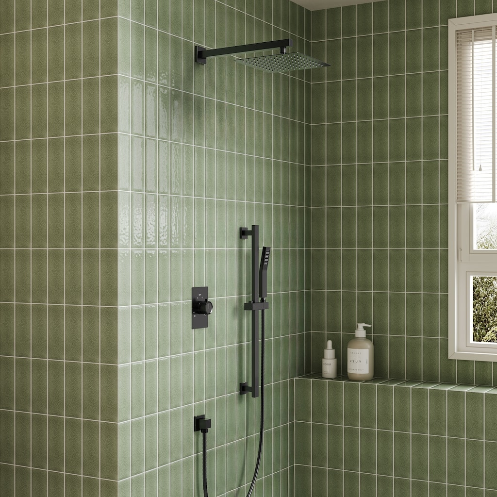 Slide Bar High-Pressure Balancing Shower System 10" Rainfall Shower Head with Handheld Shower