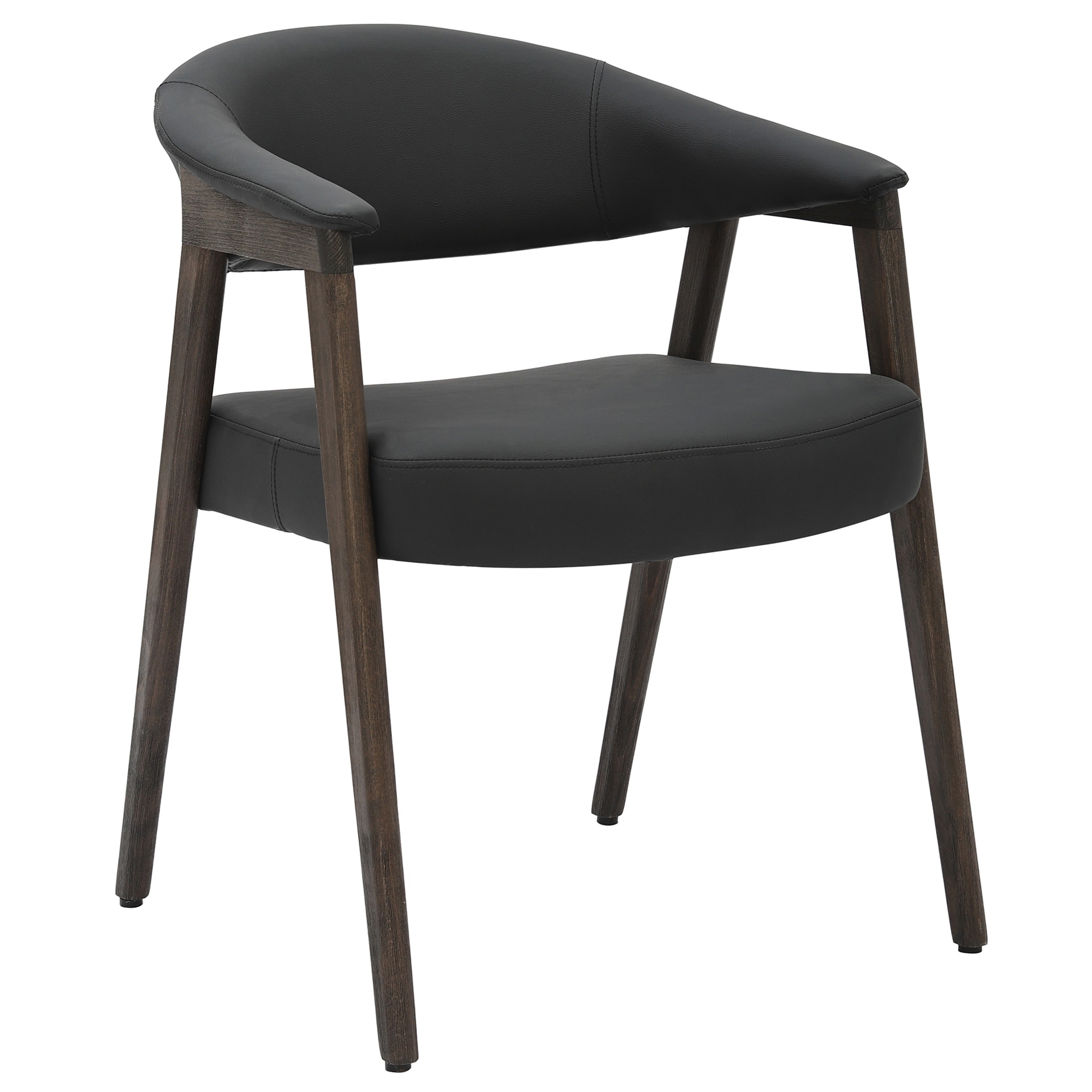 Mid-Century Modern Faux Leather & Solid Wood Dining Chair, Set of 2