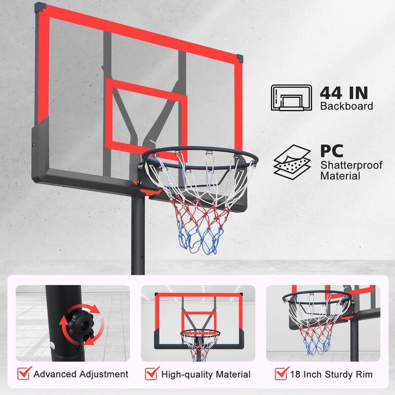 Adjustable Portable Basketball Hoop with Shatterproof Backboard