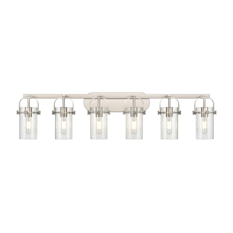 Innovations Lighting 423-6W-10-44 Pilaster II Cylinder Vanity Pilaster - Satin Nickel / Seedy
