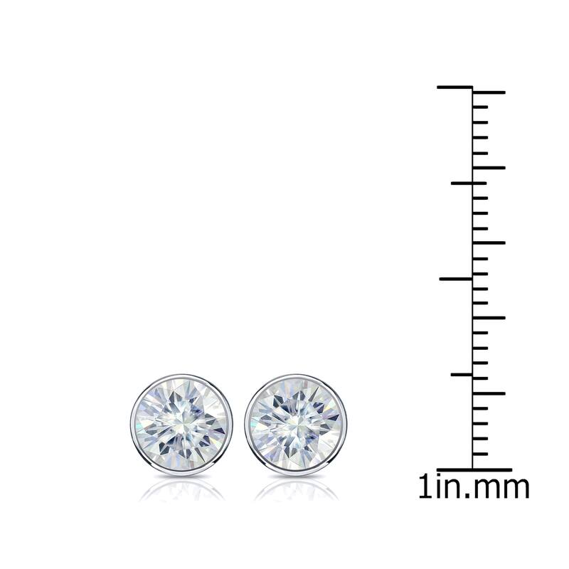 Auriya 18k Gold 1 1/2ctw Bezel-set Round Moissanite Stud Earrings - 5.9 mm
