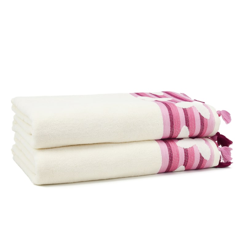 East'N Blue Butterfly Turkish Cotton Bath Towel (Pack of 2) - Boysenberry