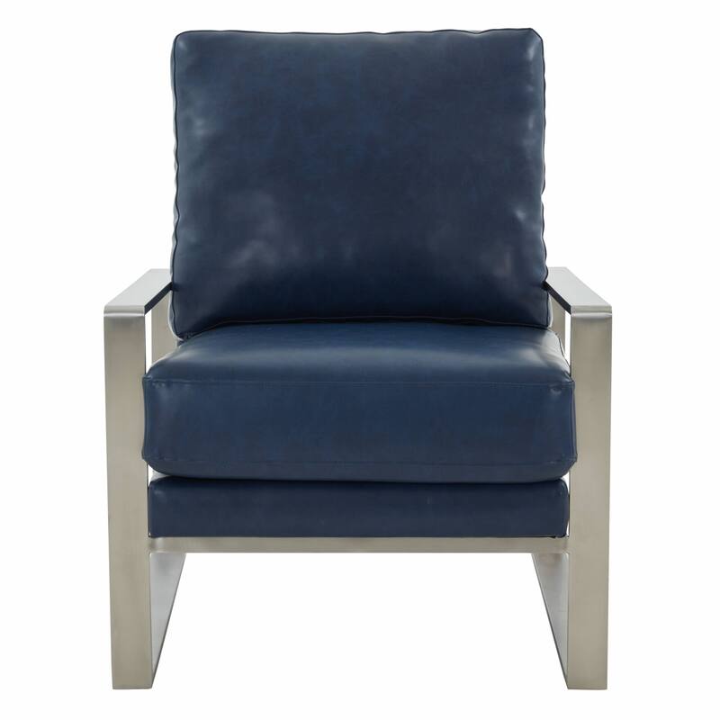 Jefferson Modern Velvet Accent Chair with Brushed Silver Frame, Plush Cushions, and Scratch-Resistant for Home or Office - 29.2