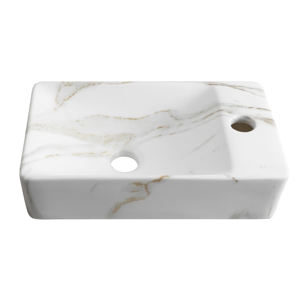 JONATHAN Y Felix Modern Wall Mounted Rectangular Ceramic Mini Sink