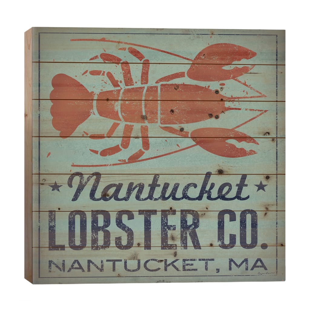 Nantucket Lobster Co. Print On Wood by Ryan Fowler - Multi-Color