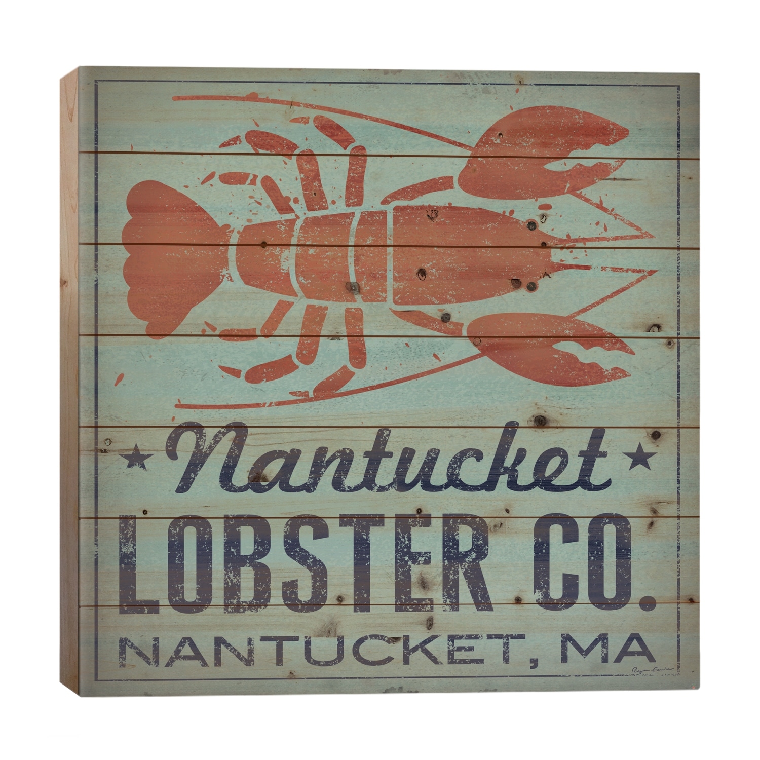 Nantucket Lobster Co. Print On Wood by Ryan Fowler - Multi-Color