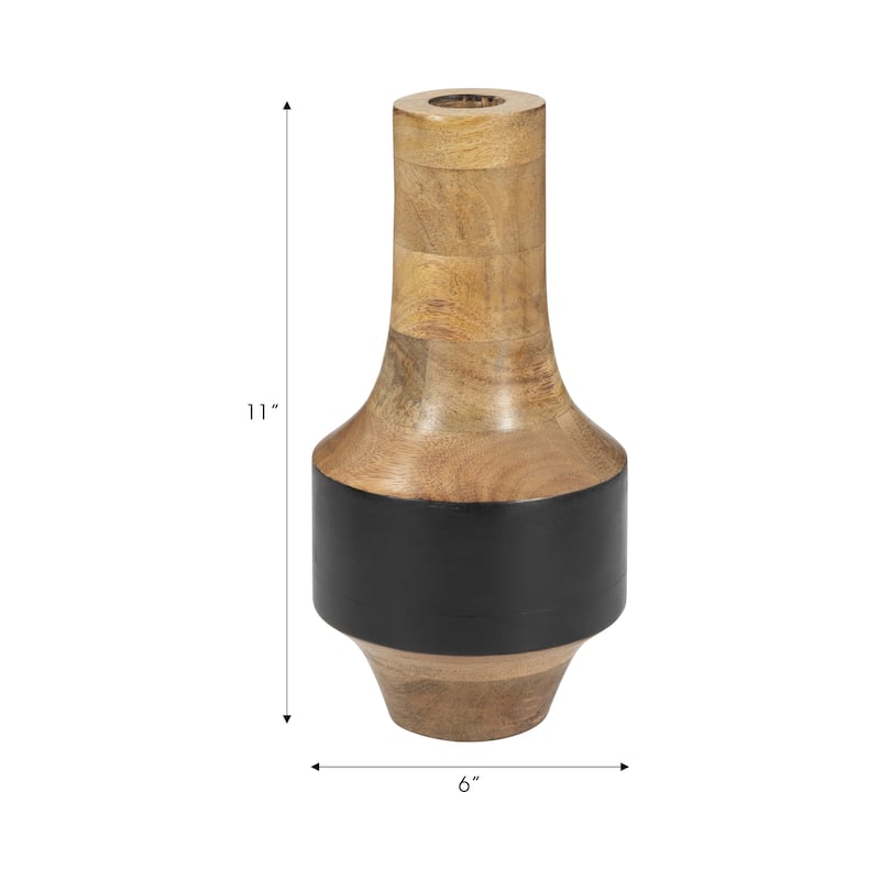 Sagebrook Home Modern Neutral Mango Wood Brown/Black Cylinder Tone Natural Vase