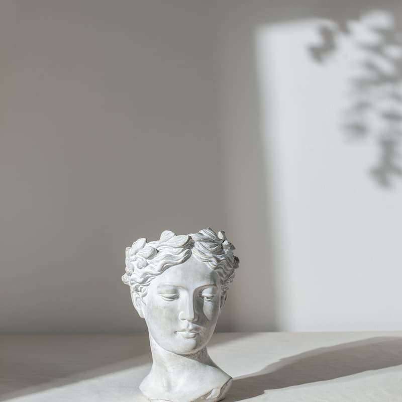 D7" x 11"Greek Style Cement Head Planter-Indoor Outdoor Home Garden Decor