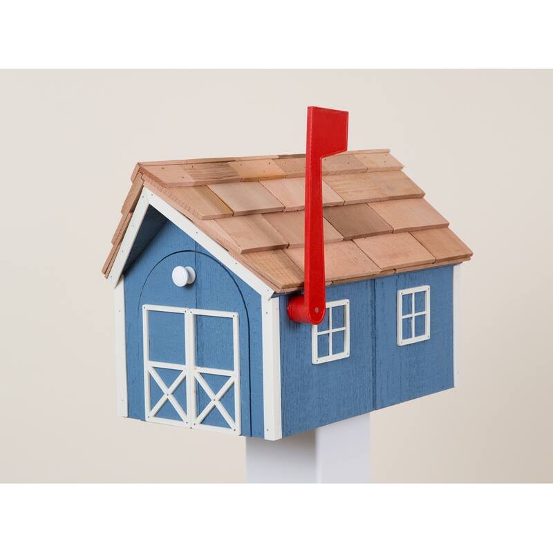 Wooden Mailbox - Blue/White